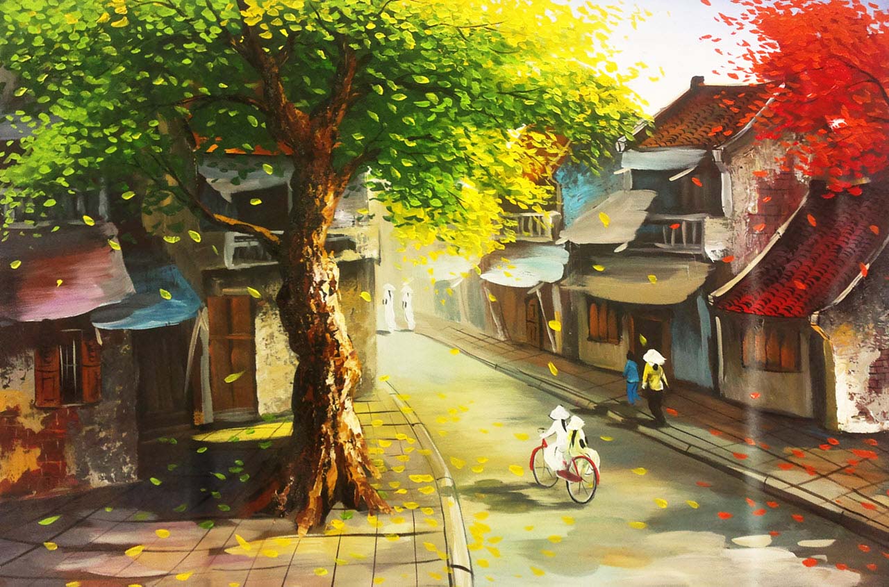 Anh dep tranh ve pho co ha noi 053442923